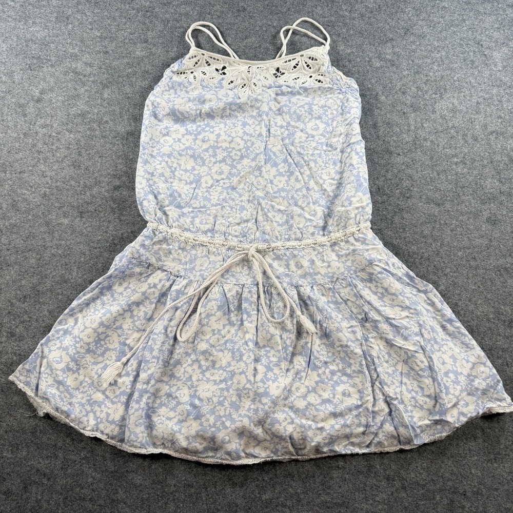 American Eagle Outfitters Dress Blue Lace Drop Waist Womens 2 Floral Strapless